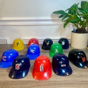 Mini Baseball Helmet Ice Cream Bowls MLB Hat Vintage Lot Of 11 Man Cave Decor